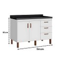 Ver imagem 5 de Gabinete de Cozinha 114 cm 2 Portas 3 Gavetas Balcão Branco:Branco