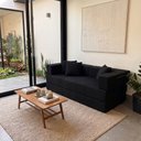 Ver imagem 1 de Sofá Loft na Caixa a Vácuo Moderno 3 Lugares 190cm Compacto Bouclê Preto - Vimont Moveis