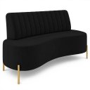Ver imagem 2 de Sofá 2 Lugares 160cm Pés Aço Dourado Tamar Veludo Preto Z08 - Mpozenato