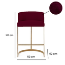 Ver imagem 2 de Banqueta Decorativa Alta Base Metal Cromo Dourado em Veludo - Marsala Veludo