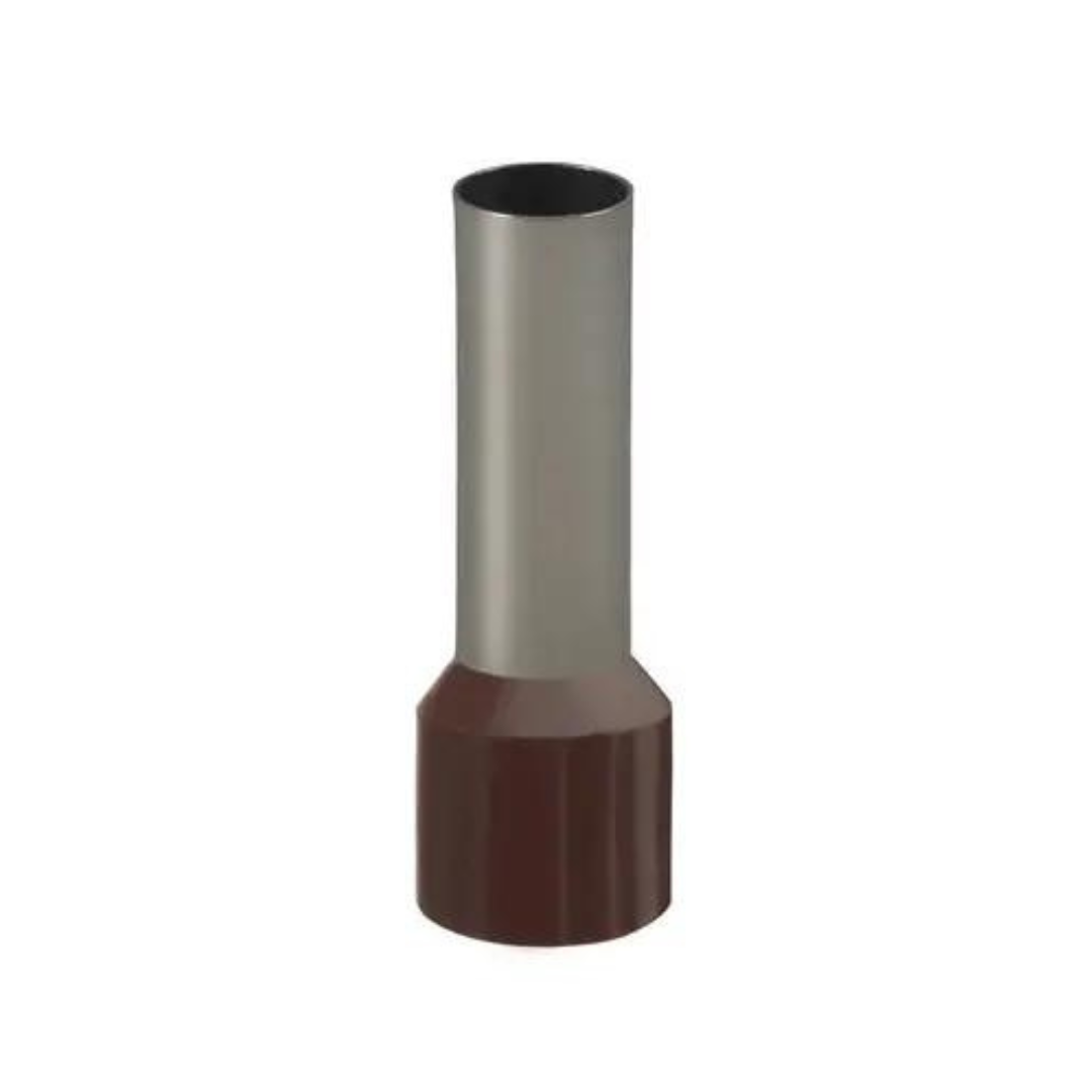 Terminal Pré-isolado Tubular Longo Simples 10mm² - Marrom – E1018 - 100 Peças - Sibratec