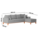 Ver imagem 5 de Sofá 4 Lugares Beny com Chaise Direito Linho Cinza