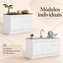 Ver imagem 6 de Kit 2 Balcões de Cozinha para Pia Área Gourmet 270cm com Rodapé Multimóveis MP3427 Branco