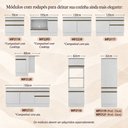 Ver mais imagens de Kit 2 Balcões de Cozinha para Pia Área Gourmet 270cm com Rodapé Multimóveis MP3427 Branco