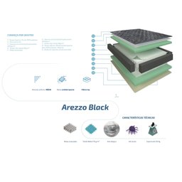 Cama Base Box com Baú Casal Preto + Colchão de Molas Ensacadas Arezzo Black - Portobel - 5