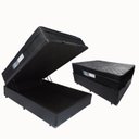 Ver imagem 1 de Cama Base Box com Baú Casal Preto + Colchão de Molas Ensacadas Arezzo Black - Portobel