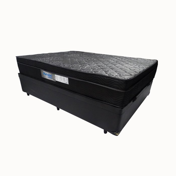 Cama Base Box com Baú Casal Preto + Colchão de Molas Ensacadas Arezzo Black - Portobel - 2