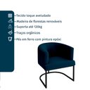 Ver imagem 6 de Poltrona Decorativa Arredondada Emi Base de Ferro Preto Fosco em Veludo Azul Estofama
