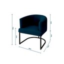 Ver imagem 4 de Poltrona Decorativa Arredondada Emi Base de Ferro Preto Fosco em Veludo Azul Estofama