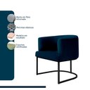Ver imagem 5 de Poltrona Decorativa Arredondada Emi Base de Ferro Preto Fosco em Veludo Azul Estofama