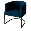 Ver imagem 1 de Poltrona Decorativa Arredondada Emi Base de Ferro Preto Fosco em Veludo Azul Estofama