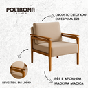 Ver imagem 3 de Kit 2 Poltronas Yasmin para Sala de Estar ou Recepção Madeira Maciça em Linho Premium:cru