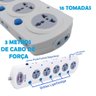 Régua Extensão Elétrica Filtro de Linha 16 Tomadas Universal - 5