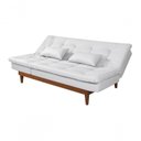 Ver imagem 2 de Sofá Cama Versátil 3 Lugares Império Reclinável Pés Madeira Espuma D33 Corano Branco 036