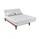 Ver imagem 7 de Sofá Cama Versátil 3 Lugares Império Reclinável Pés Madeira Espuma D33 Corano Branco 036