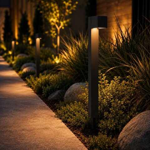 Luminária Poste Balizador Espeto Solar Linea 3000k Branco Quente IP65 Área Externa Jardim