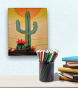 Ver imagem 1 de Mini Quadro de Kactos Decorativo Pintado a Mão 30x25cm