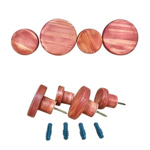 Kit 4 Ganchos Cabideiros Ponto Farias Madeira Maciça Mogno - Luxo e Organização