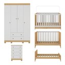 Ver mais imagens de Quarto de Bebê Completo com Berço Americano 3 em 1 Allegra Multimóveis Mp4586 Madeirado/branco