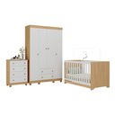 Ver imagem 2 de Quarto de Bebê Completo com Berço Americano 3 em 1 Allegra Multimóveis Mp4586 Madeirado/branco