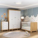Ver imagem 1 de Quarto de Bebê Completo com Berço Americano 3 em 1 Allegra Multimóveis Mp4586 Madeirado/branco