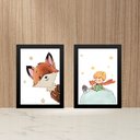 Ver imagem 2 de Kit 2 Quadros Pequeno Príncipe e Raposinha - Baby 24x18cm:moldura Preta