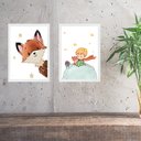 Ver imagem 1 de Kit 2 Quadros Pequeno Príncipe e Raposinha - Baby 24x18cm:moldura Preta