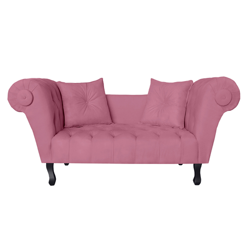 Sofá Recamier Recepção Decorativo 02 Lugares Londres Suede Rosa Barbie - Incasa Decor