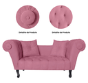 Ver imagem 3 de Sofá Recamier Recepção Decorativo 02 Lugares Londres Suede Rosa Barbie - Incasa Decor