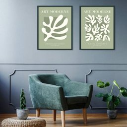 Kit 2 Quadros Arte Moderna Matisse Verde 33x24cm:moldura Preta - 1