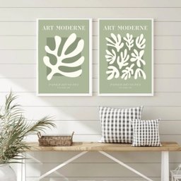 Kit 2 Quadros Arte Moderna Matisse Verde 33x24cm:moldura Preta - 2