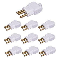 Kit 10 Plug Macho 20a Pino Macho 2 Pino + Terra 20a 250v Ilumi Cor:branco - 1