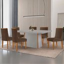 Ver imagem 1 de Mesa de Jantar Diane 180cm Tampo Mdf Vidro com 6 Cadeiras Lisboa Moderna Mobília