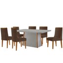 Ver imagem 2 de Mesa de Jantar Diane 180cm Tampo Mdf Vidro com 6 Cadeiras Lisboa Moderna Mobília