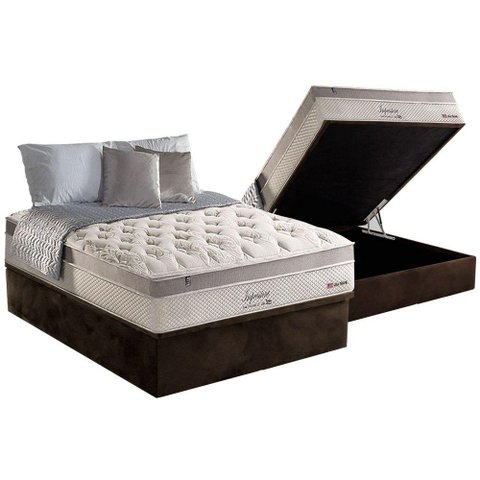 Cama Box Baú Casal: Colchão Molas Ensacadas Anjos MasterPocket Impressione + Base CRC Suede Brown(13