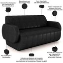Ver imagem 4 de Sofá 2 Lugares Sala Living Orgânico 148cm Fávara K01 Couríssimo Preto - Lyam Decor