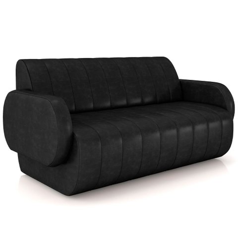 Sofá 2 Lugares Sala Living Orgânico 148cm Fávara K01 Couríssimo Preto - Lyam Decor