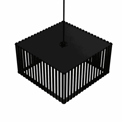 Luminária Pendente Barcelona Modelo Ripado -:Preta