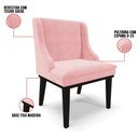 Ver imagem 3 de Kit 8 Cadeiras Estofadas para Sala de Jantar Base Fixa de Madeira Preto Lia Suede Rosa bebê - Ibiza
