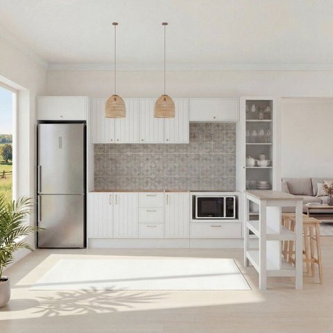 Cozinha Completa Planejada MDF 10 Peças sem Tampo CabeCasa MadeiraOriginals Branca Marselha