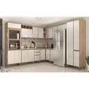 Ver imagem 1 de Armário de Cozinha Completa Modulada 10 Peças com Tampo e Vidro Reflecta Mel Luciane Móveis