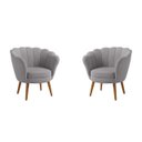 Ver imagem 1 de Kit 2 Poltronas Pétala Veludo Cinza Claro Pés Palito - Kimi Design