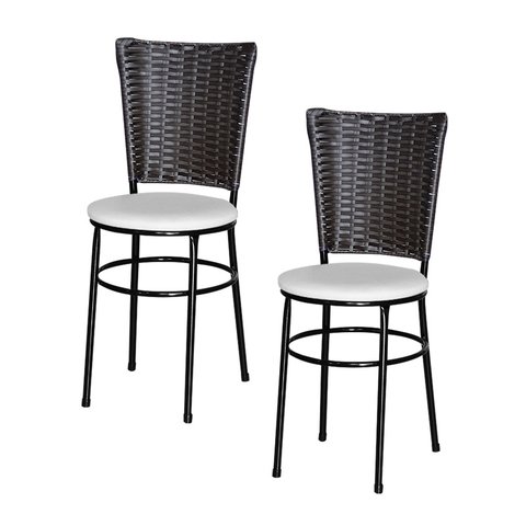 2 Cadeiras para Mesa Preta Hawai Marrom:branco