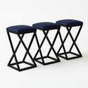 Ver imagem 1 de Kit 3 Banco Banqueta Baixa Bistrô Cozinha 50 Cm Bancada Corino Azul Marinho