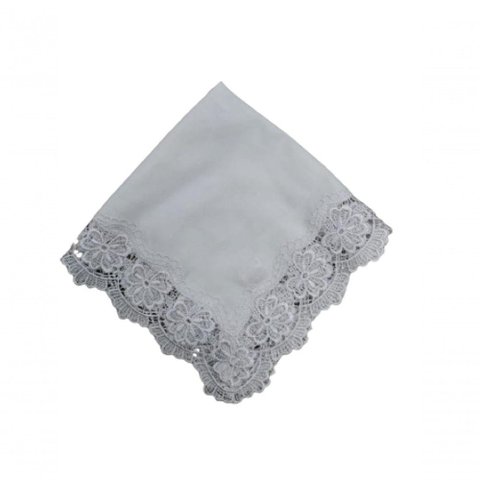 Guardanapo com Renda em Flores Branco 45x45cm
