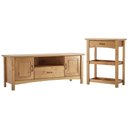 Ver imagem 1 de Kit Rack para Sala 160cm com Aparador Rústico 72cm Madeira Maciça Lira M06 Carvalho Fosco - Lyam Dec