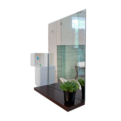 Espelheira Retangular 30x40cm Com Prateleira Canela MDF