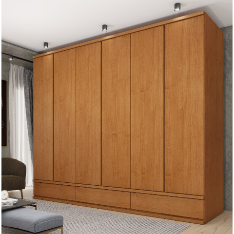 Guarda Roupa Casal MDF 6 Portas 9 Gavetas 270cm Esparta Cinamomo - TCIL Móveis
