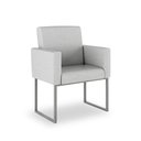 Ver imagem 1 de Poltrona Recepção Tecido Linho Cinza - Base de Ferro Cinza