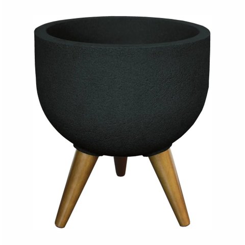 Vaso Redondo Decore Polietileno 39x33x29cm Japi - Chumbo